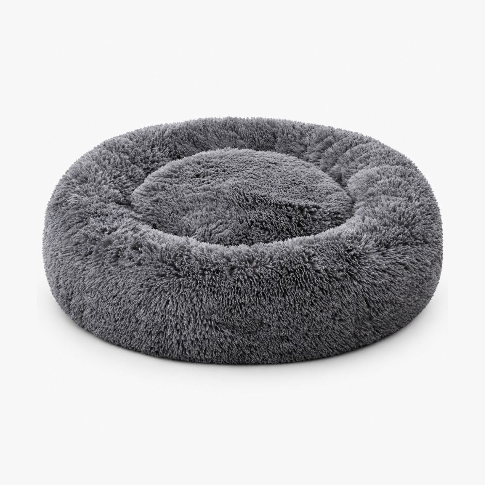 Hundebett Wolke dunkelgrau, rundes flauschiges Hundekissen