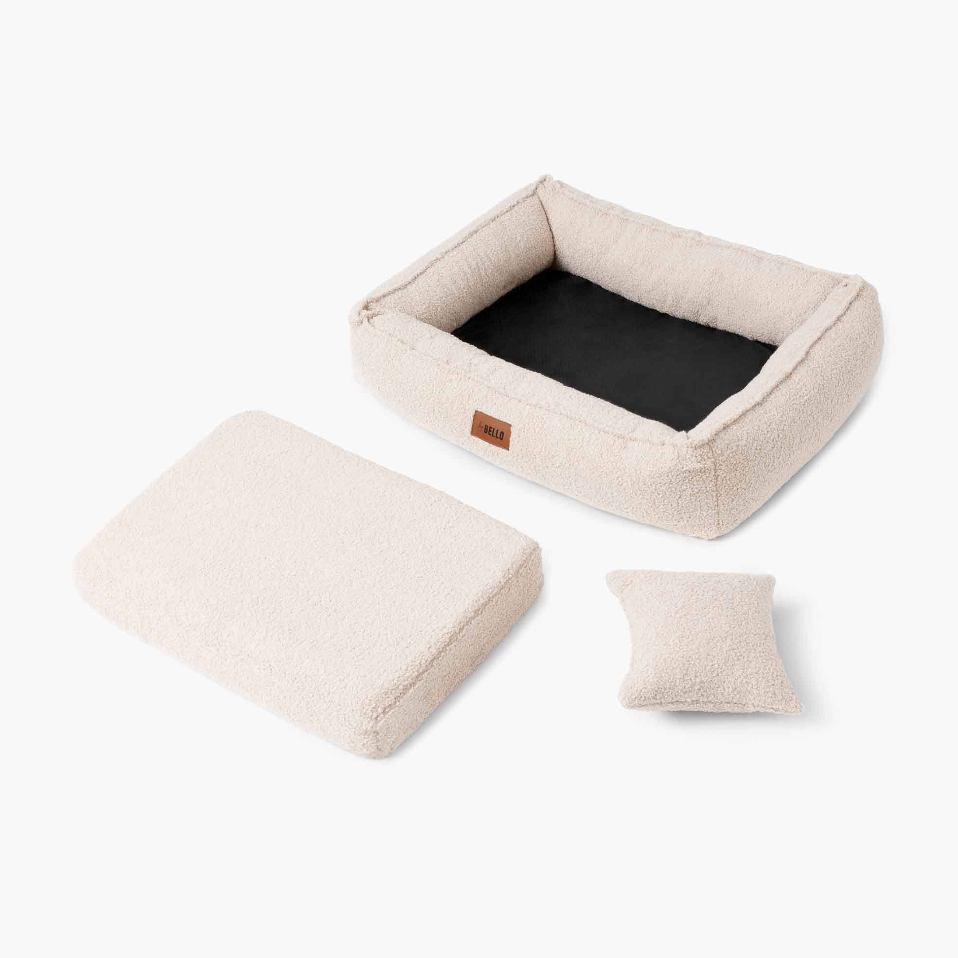 Orthopädisches Hundebett ROYAL aus Boucle - Creme