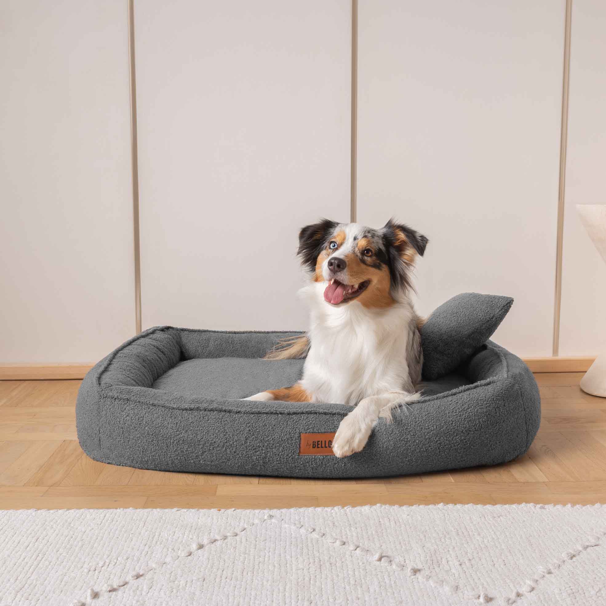 Orthopädisches Hundebett ROYAL aus Bouclé - Dunkelgrau