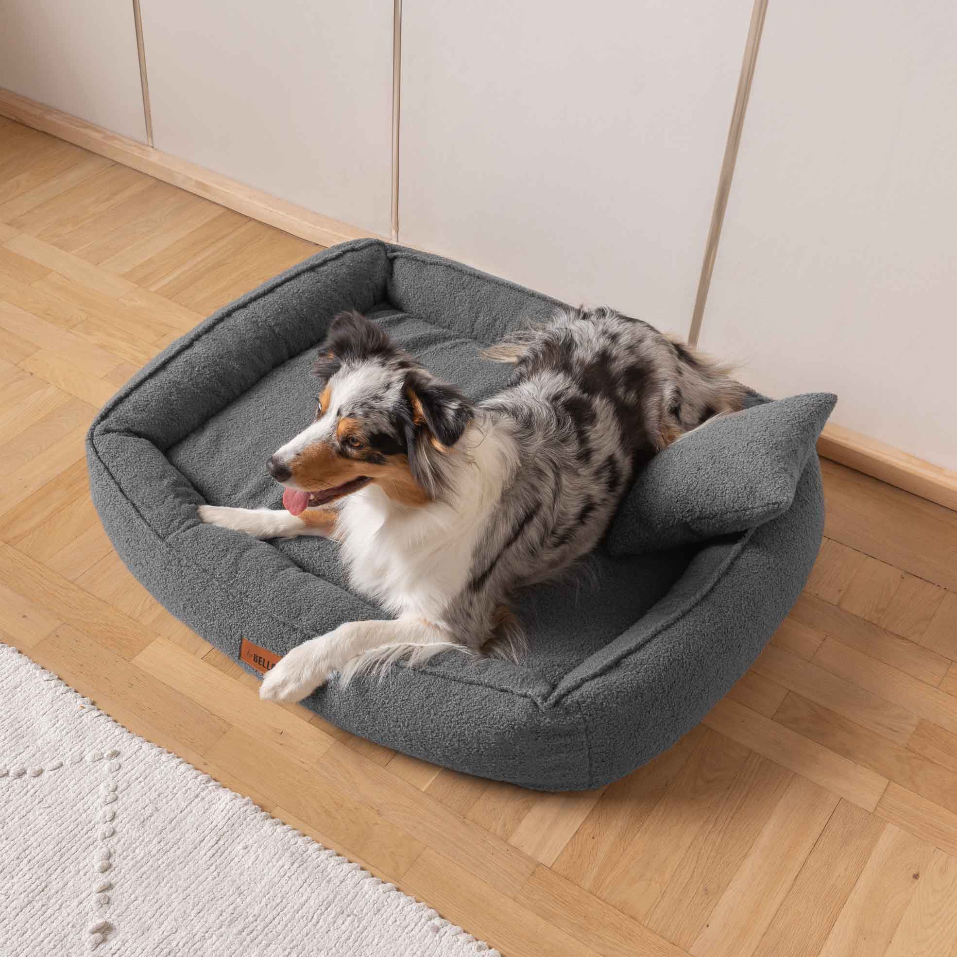 Orthopädisches Hundebett ROYAL aus Bouclé - Dunkelgrau