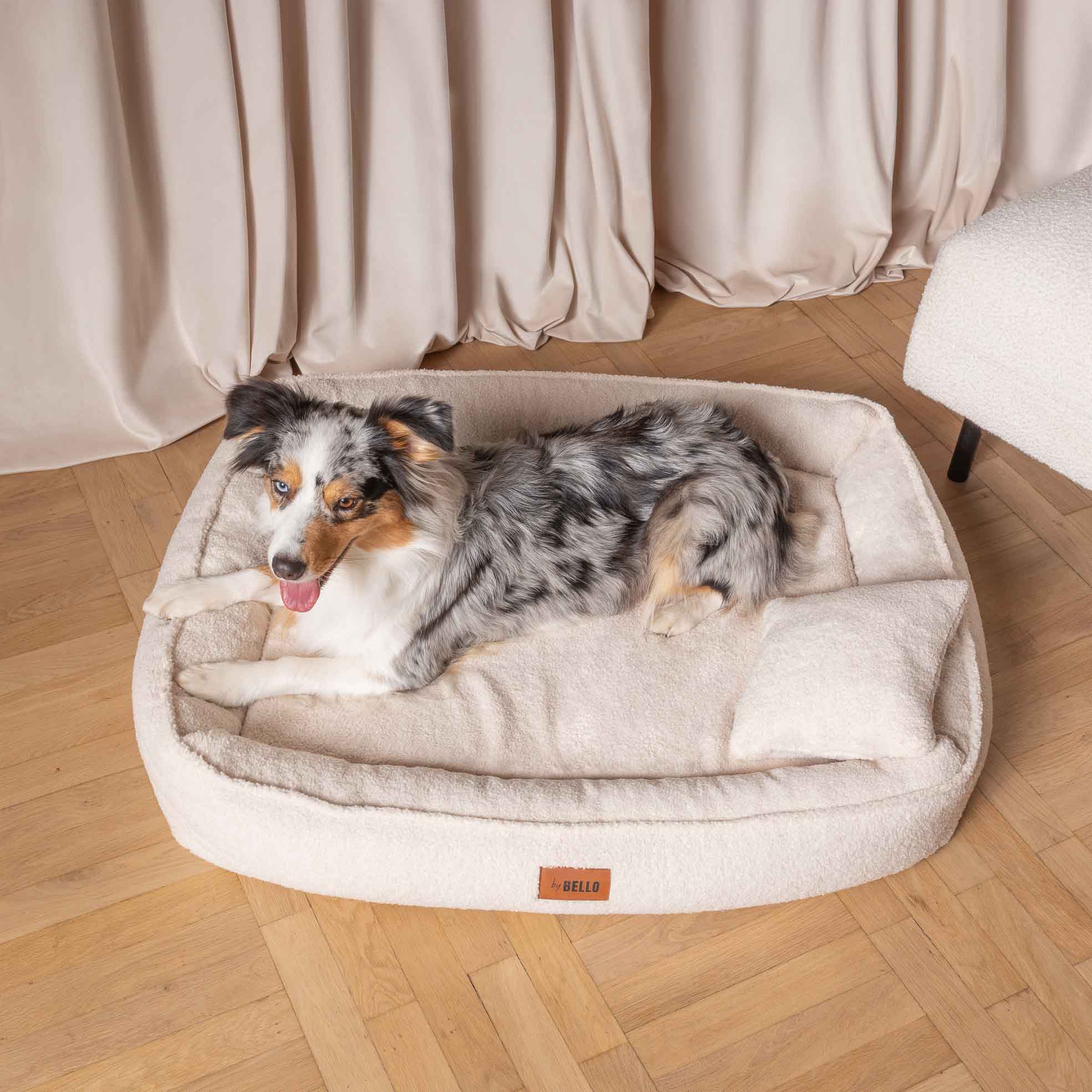 Orthopädisches Hundebett ROYAL aus Boucle - Creme