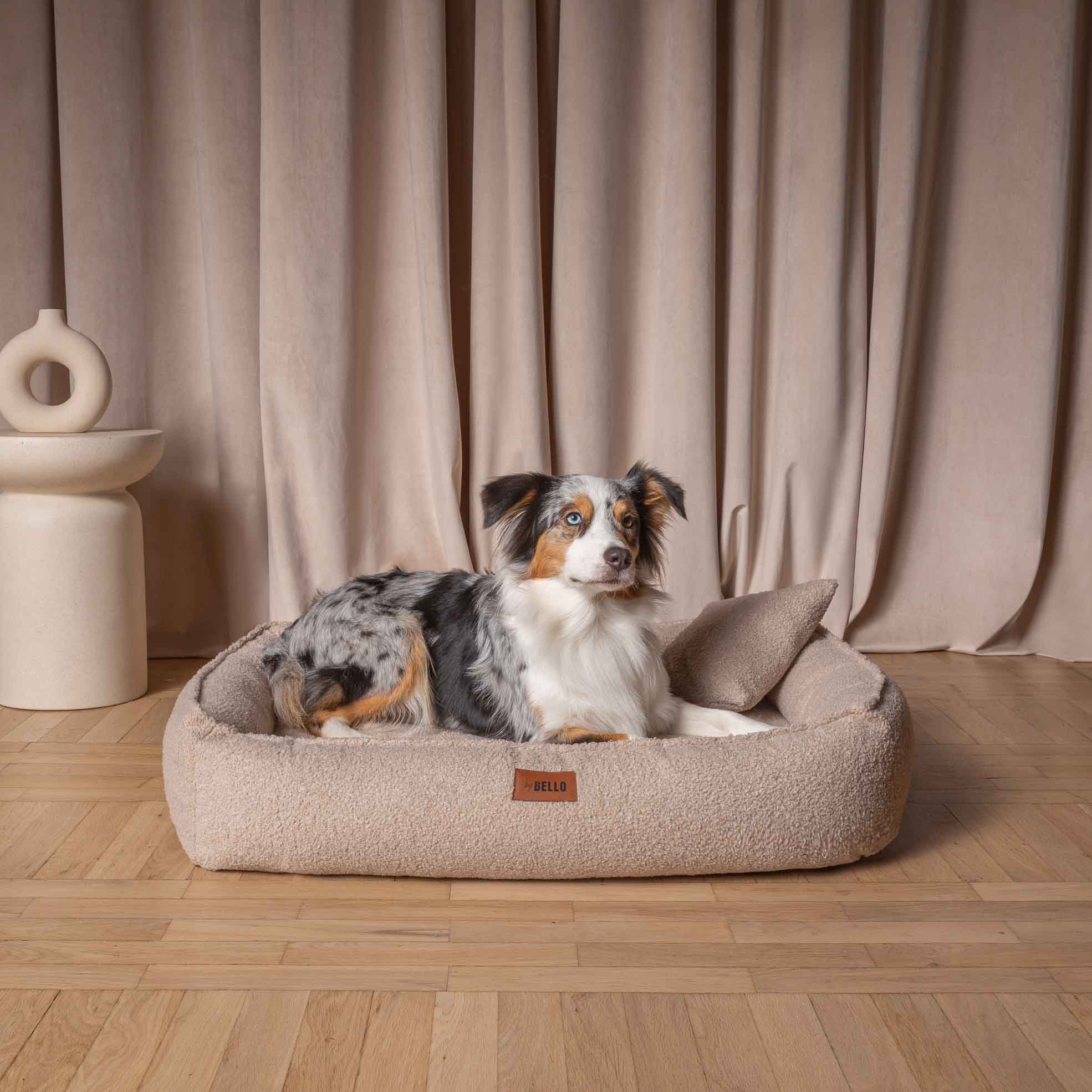 Orthopädisches Hundebett ROYAL aus Bouclé - Beige