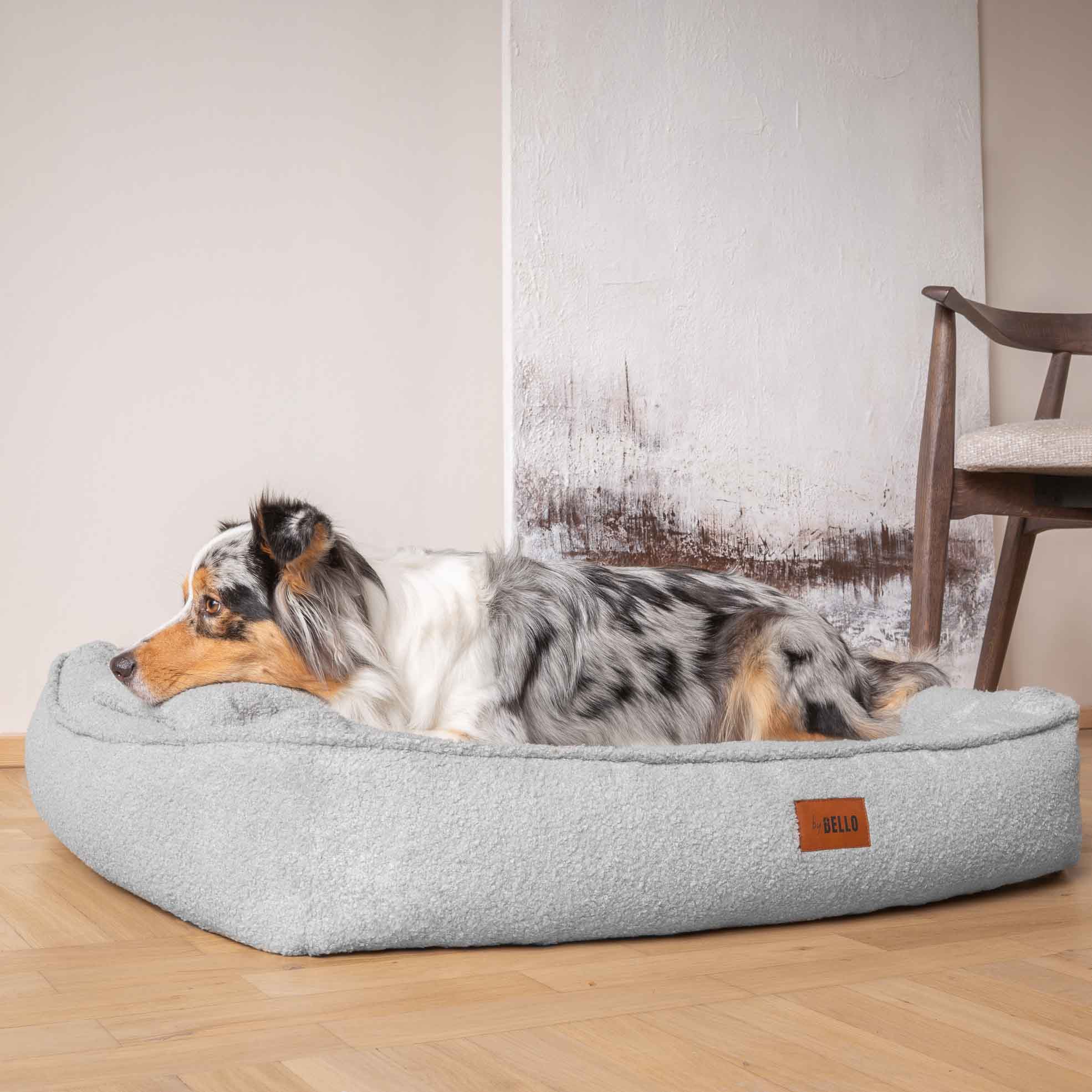 Orthopädisches Hundebett ROYAL aus Boucle - Grau