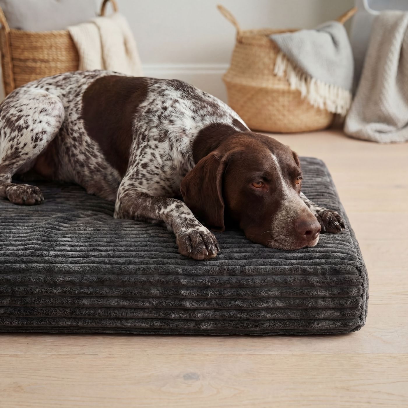 Hundematratze ROYAL aus Cordstoff Dunkelgrau