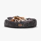 Orthopädisches Hundebett in dunkelgrau aus Cordstoff, 9 cm HR + VISCO-Schaum für optimalen Komfort und Unterstützung