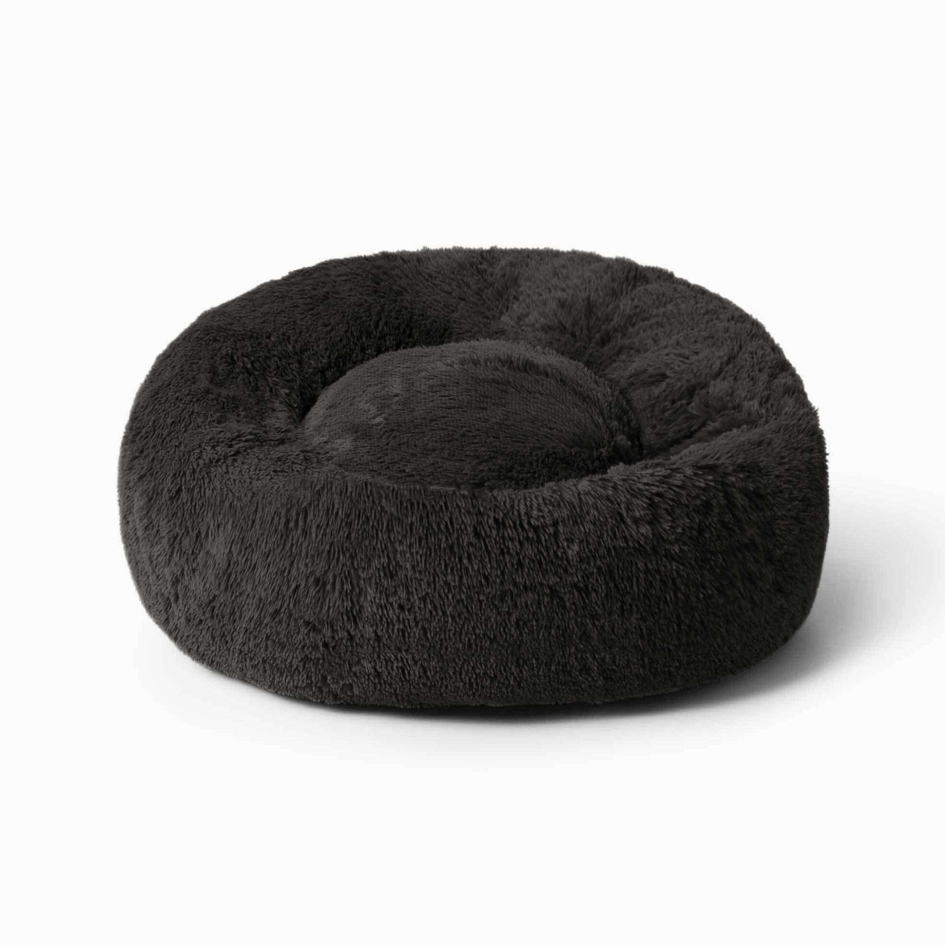 Schwarzes Hundebett Wolke aus weichem Plüsch mit extra dicker Füllung