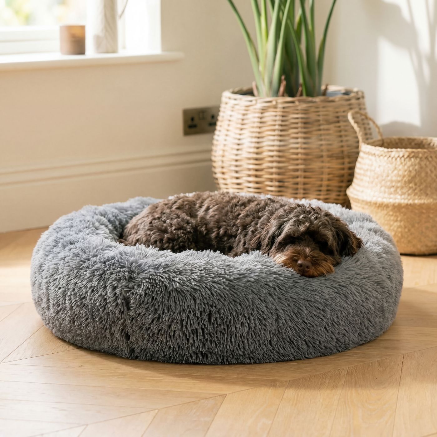 Hundebett Plüsch Wolke PREMIUM Dunkelgrau