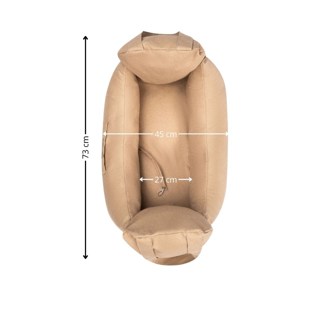 Orthopädischer Autositz für Hunde SmartPet Beige – 2in1 Hundebett und Autositz, ideal für kleine Hunde, sicher und bequem auf Reisen