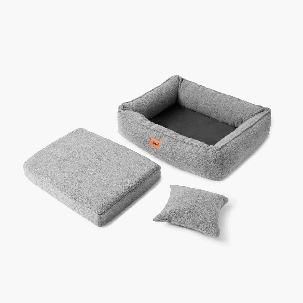 Orthopädisches Hundebett ROYAL aus Boucle - Grau